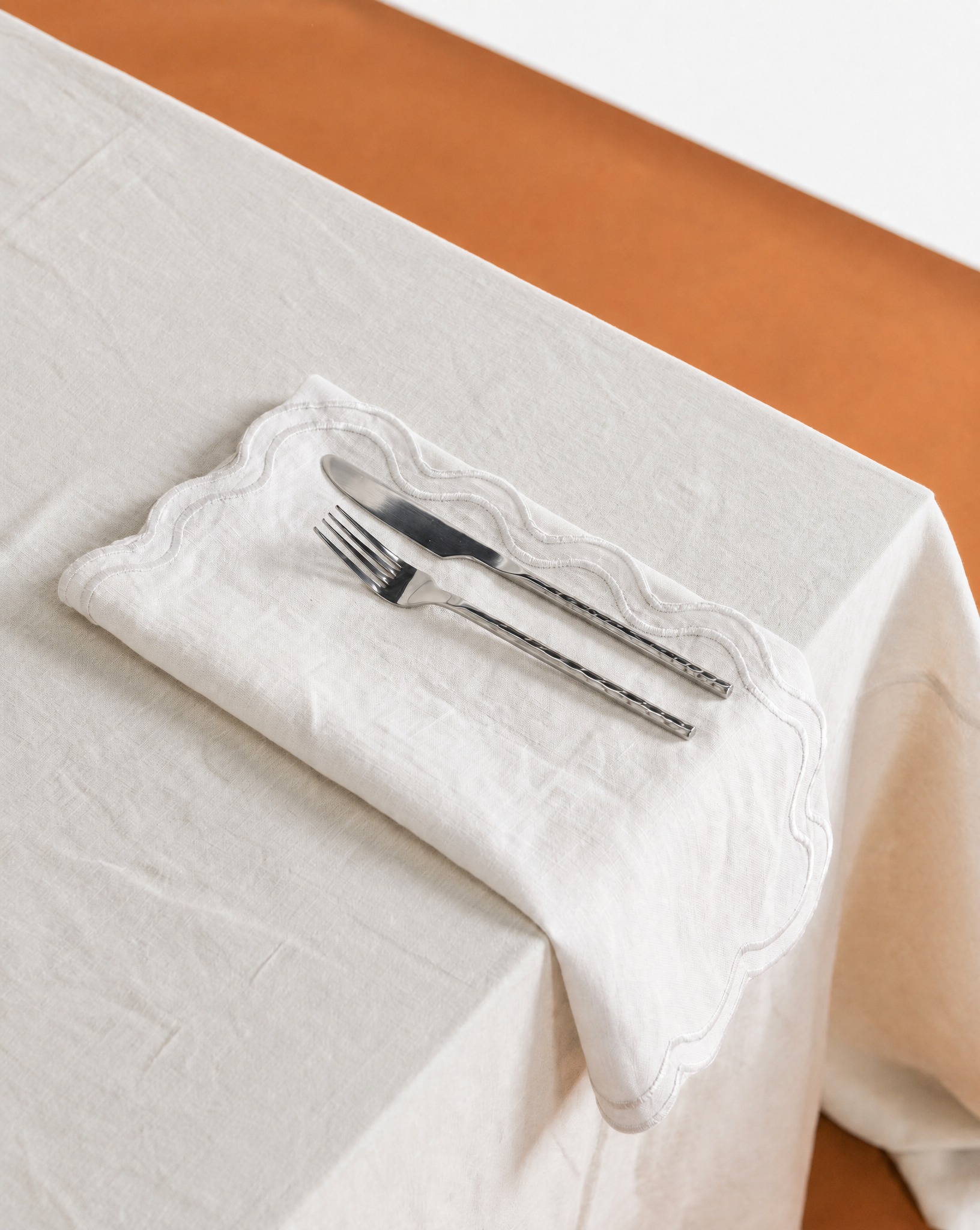 Napkin - Embroidered Scallop Hem - White image 0