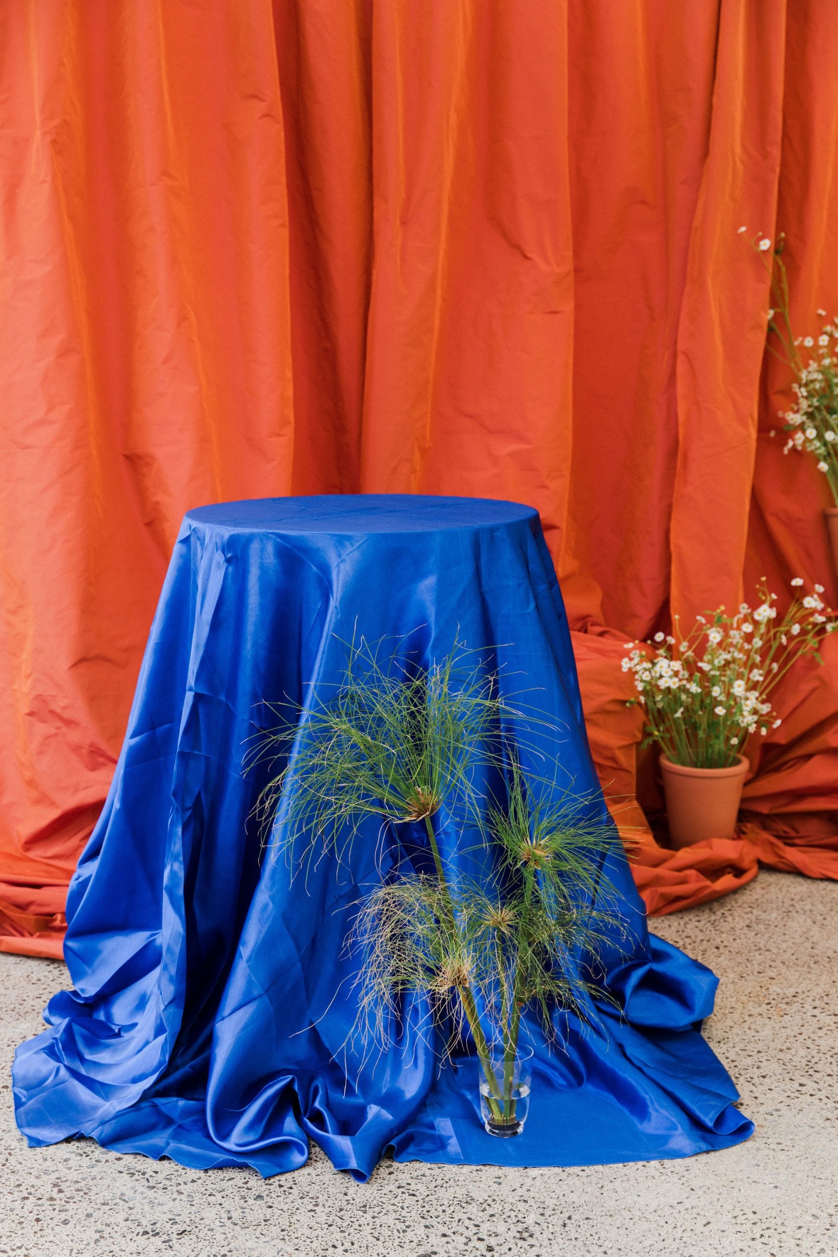 Round Feature Tablecloth - Electric Blue Satin image 0