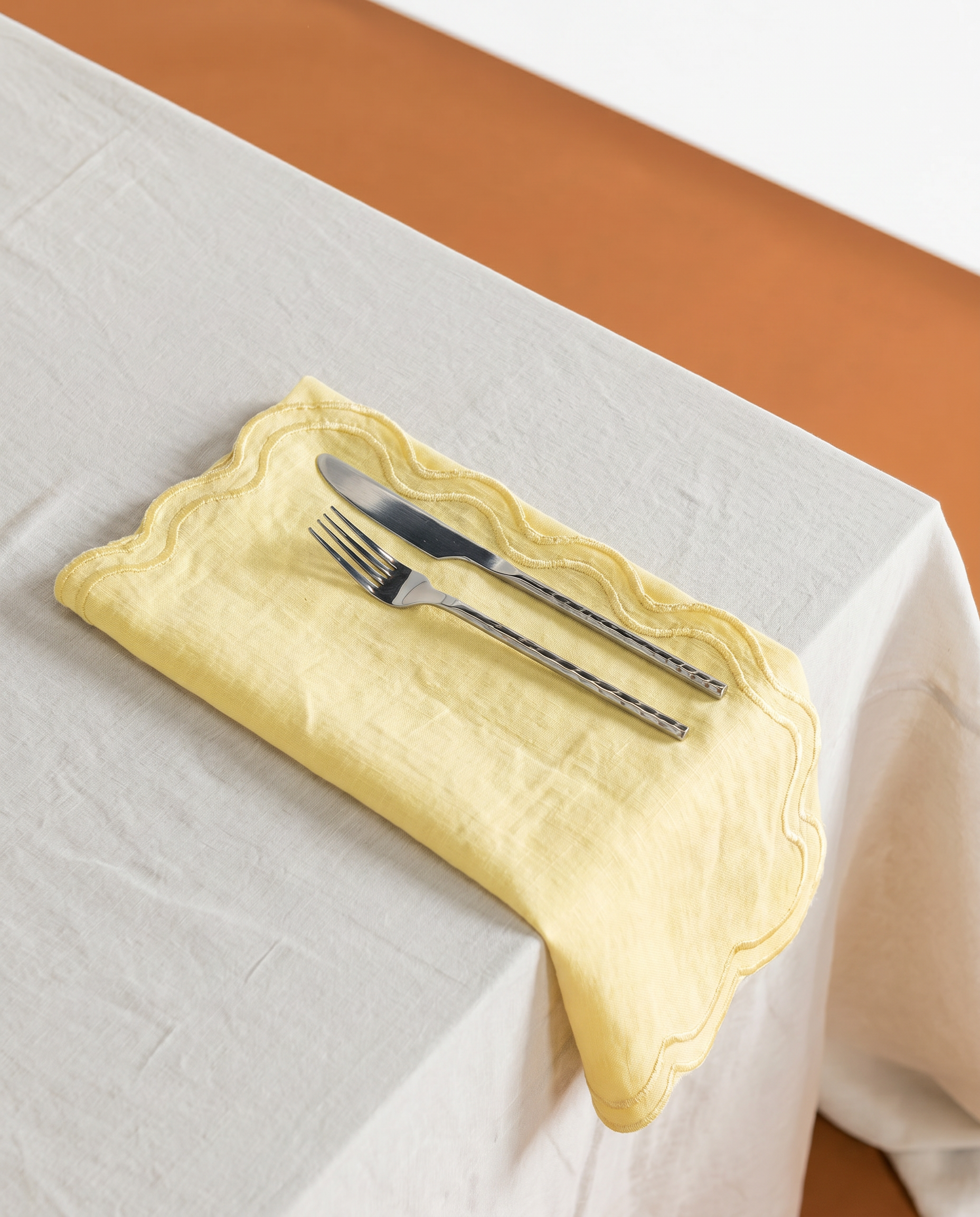 Napkin - Embroidered Scallop Hem - Honeysuckle image 0