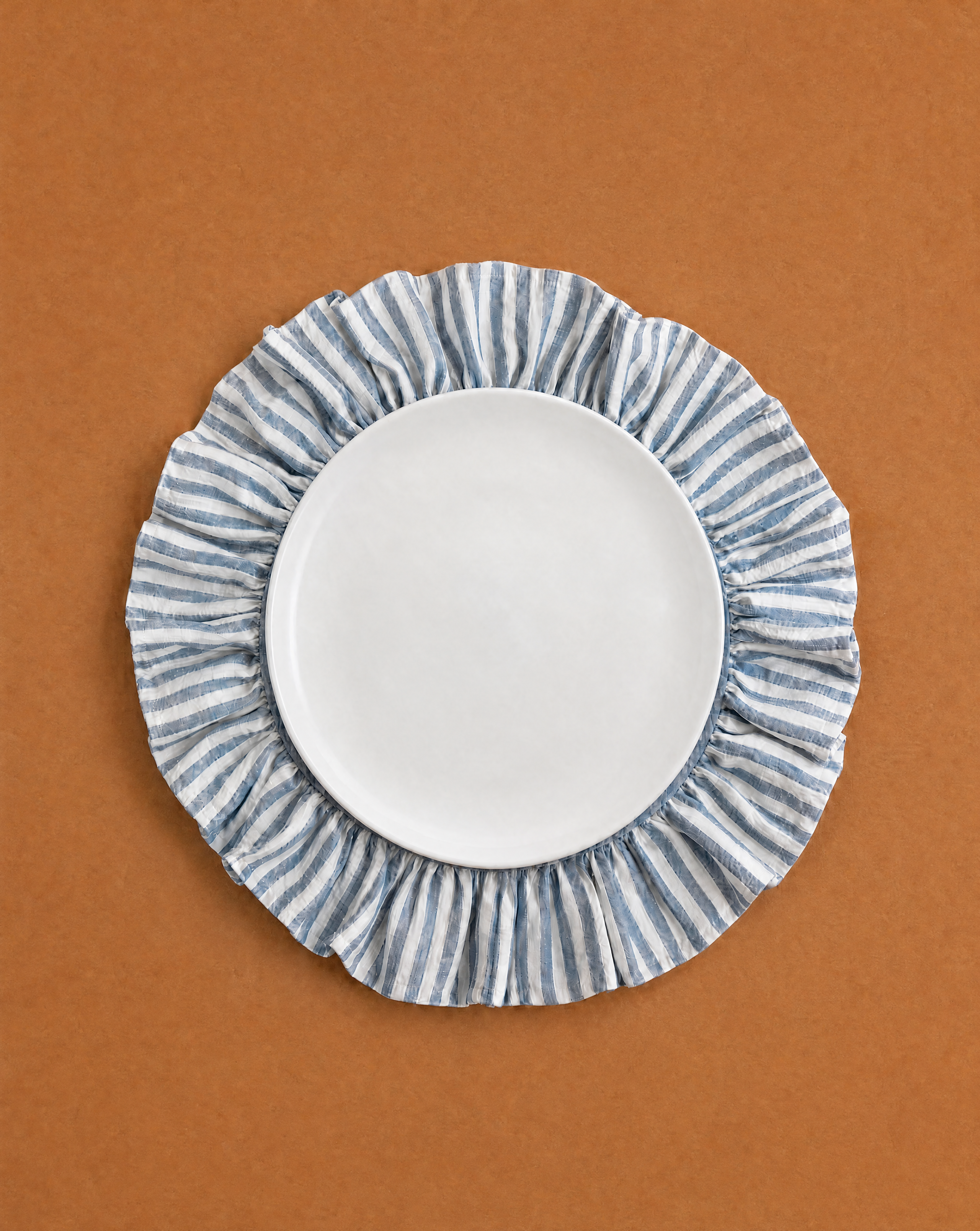 Placemat - Frill Hem - Blue & White Stripe image 0
