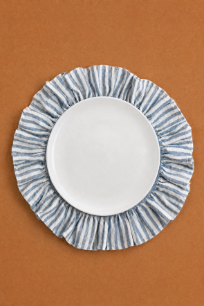 TBLE Blue Stripe Frill Placemat